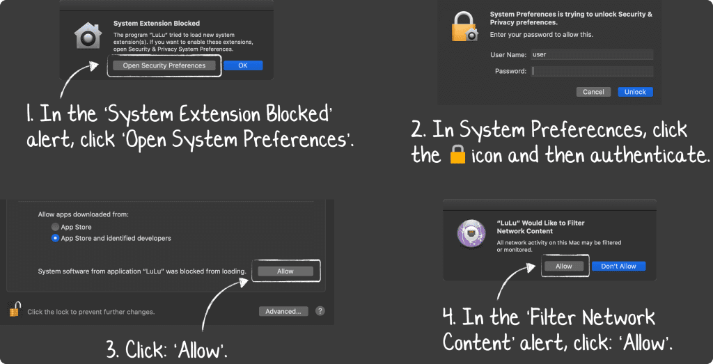 Configurando permisos para LuLu en MacOS