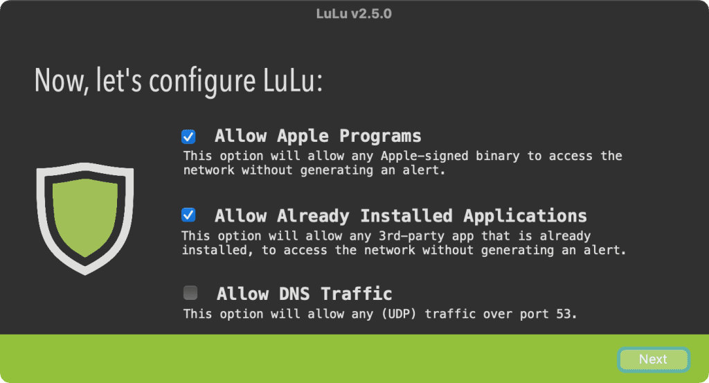 Primera configuración de LuLu